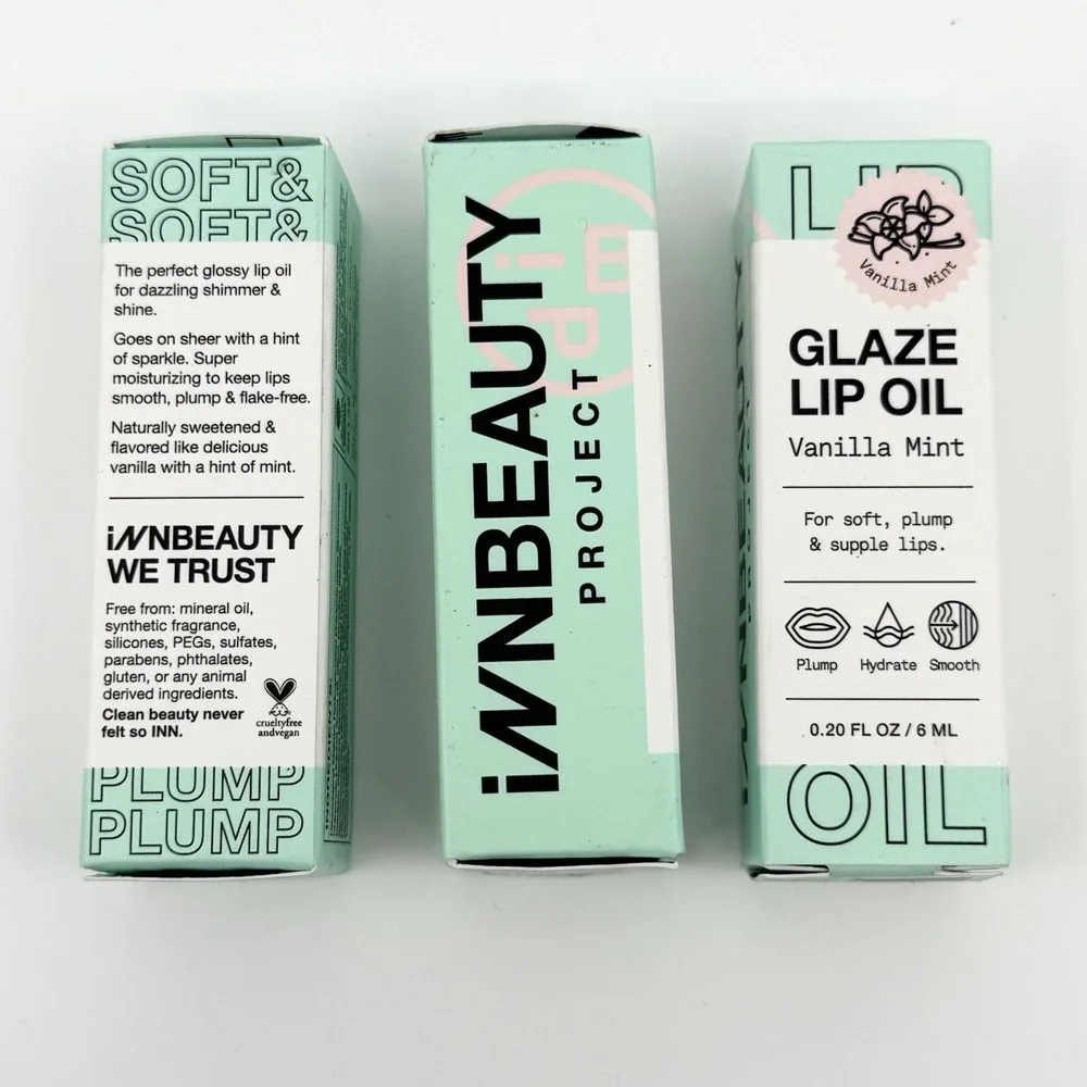 Innbeauty Project Vanilla Mint Lip Glaze Oil 3 PACK NEW Manufacture Sealed